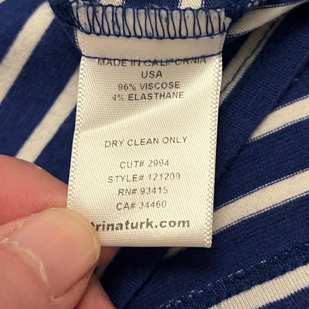 TRINA TURK Striped Tank Top Keyhole Neck Detail Back Front Ruffle Nautical Chic - Picture 10 of 12